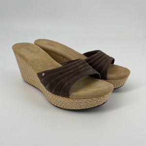 Ugg Alvina Brown Leather Wedge Size 8